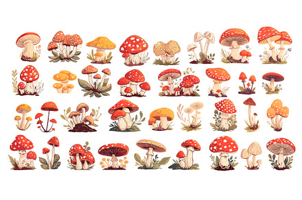 forest mushrooms set cartoon, a Food Illustration by Stock-Smart-Start