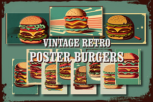 Retro Poster With Burgers. Vintage.