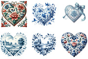 Chinoiserie Blue Toile Heart Waterco, an Illustration by DreamArtGraphic (Thumbnail 3 of 4)
