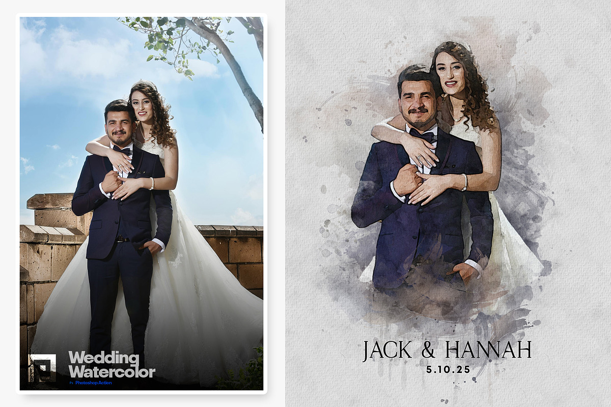 Wedding Watercolor Art Photo Effect, an Action Add-On by Shovajit (Photo 7 of 9)