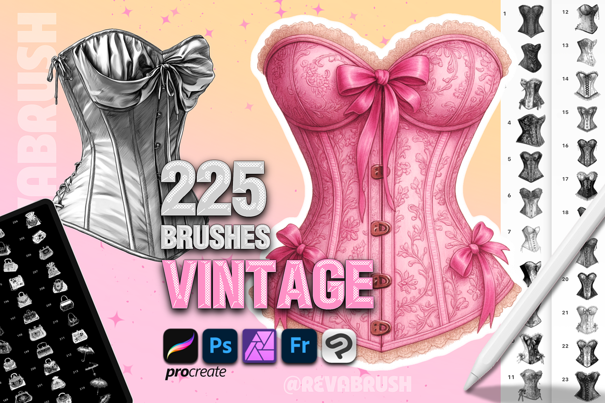 Procreate Vintage Clothes brushes, a Brush Add-On by Revabrush (Photo 1 of 10)