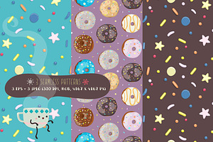 Donuts & Coffee. Graphic Set