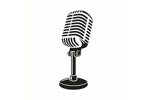 Retro, Vintage Microphone Icon on, an Object Illustration by in8finity