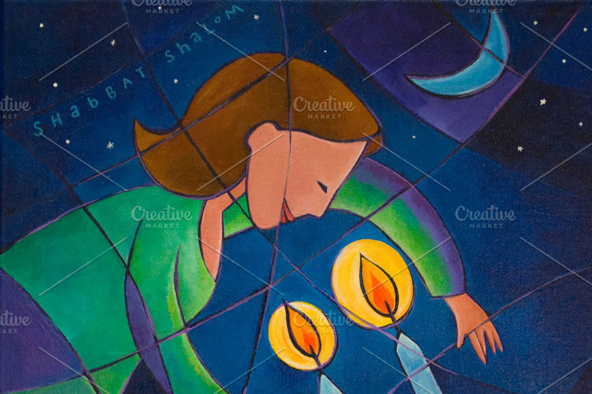 Erev Shabbat II Art, an Illustration by Laura Bolter Design (Photo 2 of 2)