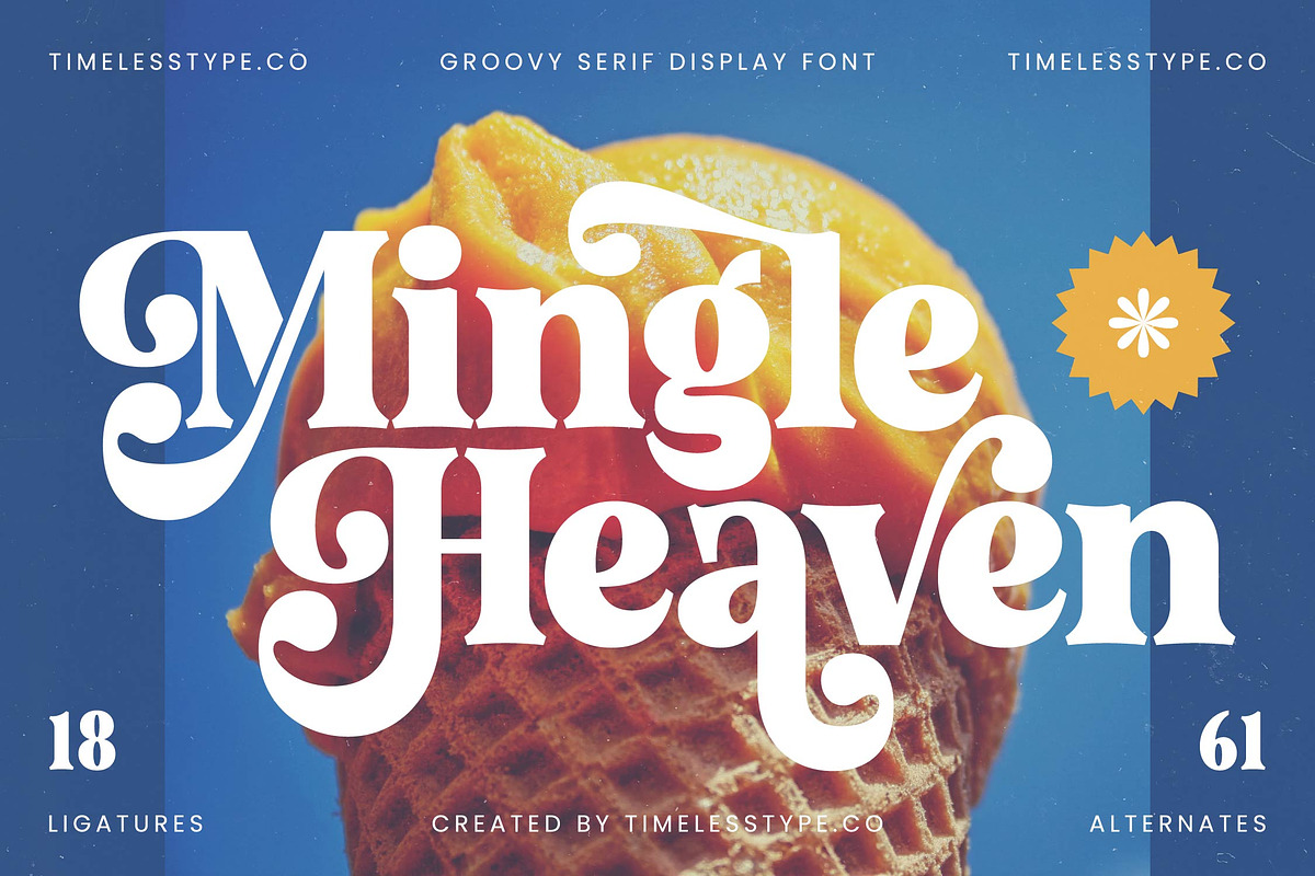 Mingle Heaven Groovy Retro Serif, a Serif Font by timelesstype.co (Photo 1 of 20)