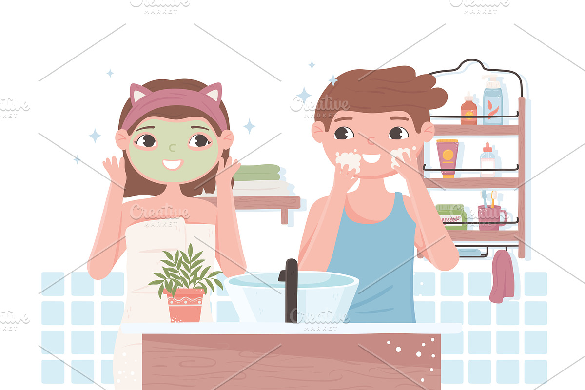 boy girl skincare, a Person Illustration by studiogstock