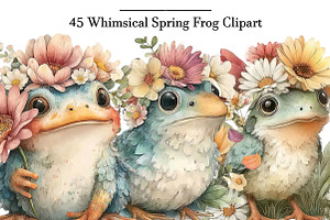 Whimsical Spring Frog Clipart, an Illustration by DreamArtGraphic