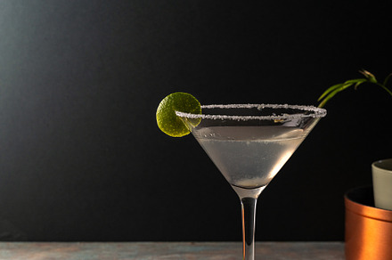 Margarita cocktail with lime in a salted rimmed glass on earthy, a Food & Drink Photo by SZ IMAGE