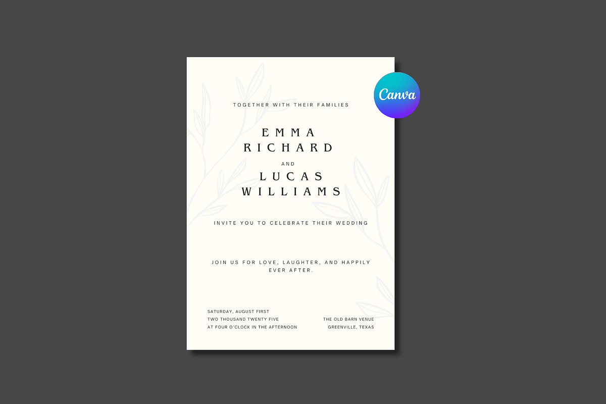 Wedding Invitation Canva Template, an Invitation Template by BiancaXavier (Photo 1 of 3)