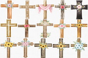 Watercolor Floral Cross Clipart Set, an Illustration by CropUp Creative (Thumbnail 2 of 4)