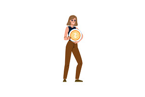 Smiling businesswoman holding huge, a Finance Illustration by pikepicture