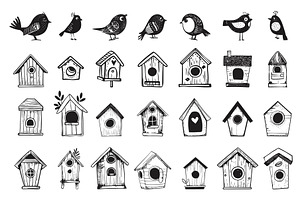 Birdhouse black and white simple, an Animal Illustration by Valerie Bodnar
