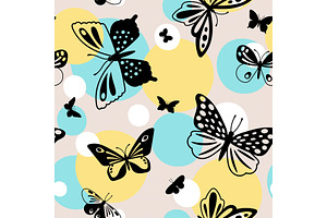 Color Butterflies Seamless Pattern