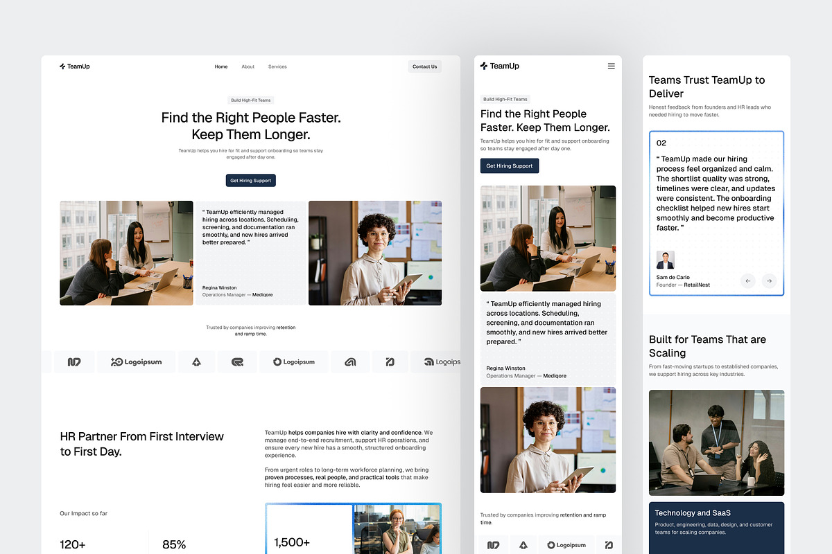 HR & Recruitment Agency Website UI, an UI Kit Template by peterdraw (Photo 7 of 7)