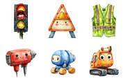 Cute Construction Vehicles Clipart, an Illustration by SinaCreation (Thumbnail 3 of 5)