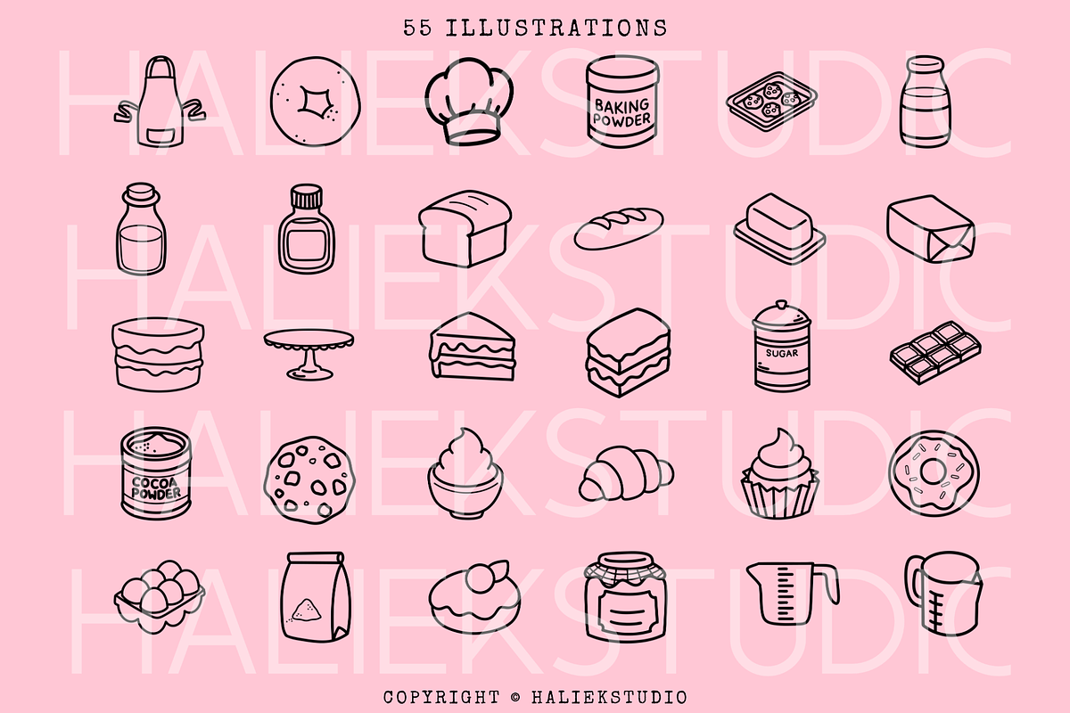 Cute Bakery SVG Illustrations, a Food Illustration by HalieKStudio (Photo 2 of 9)