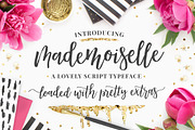 Mademoiselle Script Font + EXTRAS!, a Script Font by Pink Coffie (Thumbnail 1 of 12)