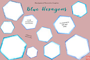 Blue Watercolor Hexagon Graphics, an Object Graphic by LittleAcornGraphics (Thumbnail 2 of 5)