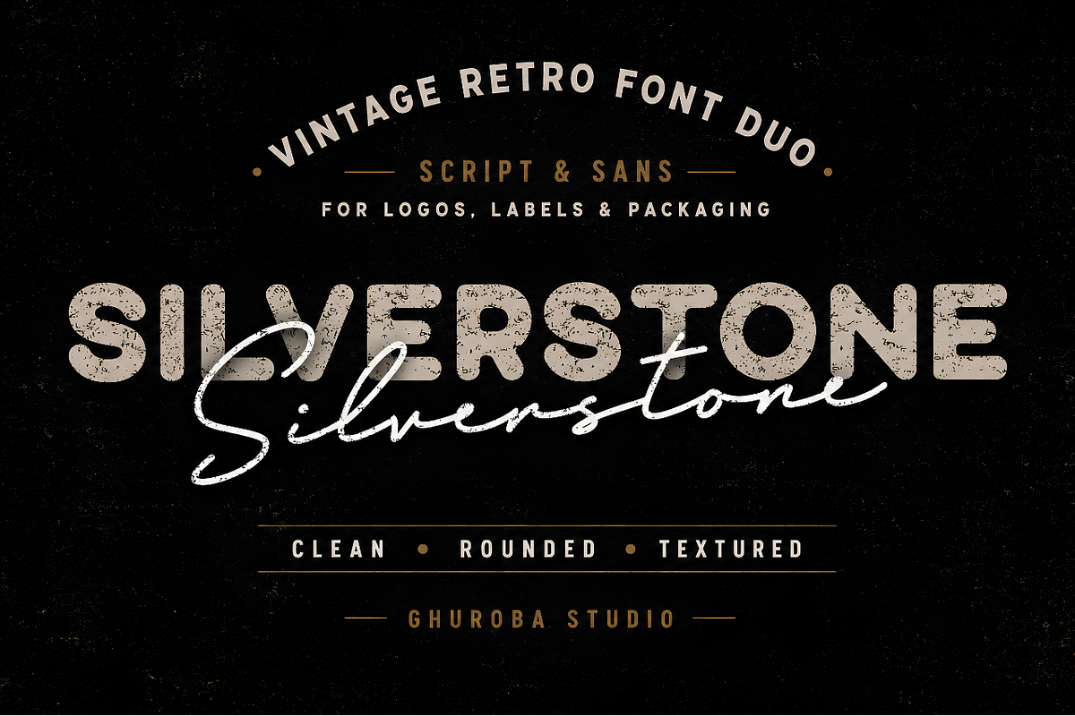 Silverstone Vintage Retro Font Duo, a Sans Serif Font by Ghuroba Studio (Photo 1 of 7)