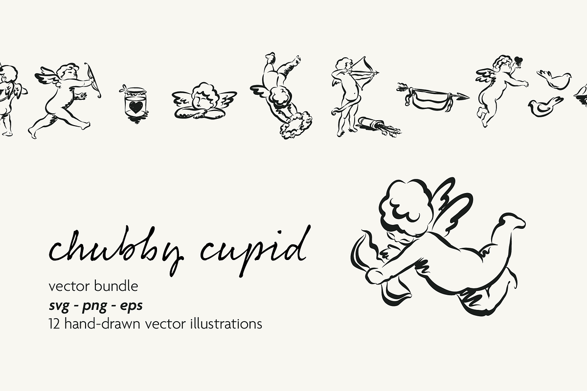 Chubby Cupid Vector Bundle, a Decorative Illustration by Little Gremlin (Photo 1 of 8)