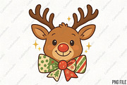 Christmas Reindeer Coquette Bow PNG, an Illustration by CraftArtStudio (Thumbnail 1 of 4)