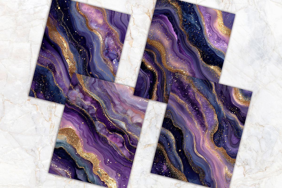 Royal Purple Agate Digital Paper Set, a Background Graphic by V Design Creator (Photo 8 of 12)
