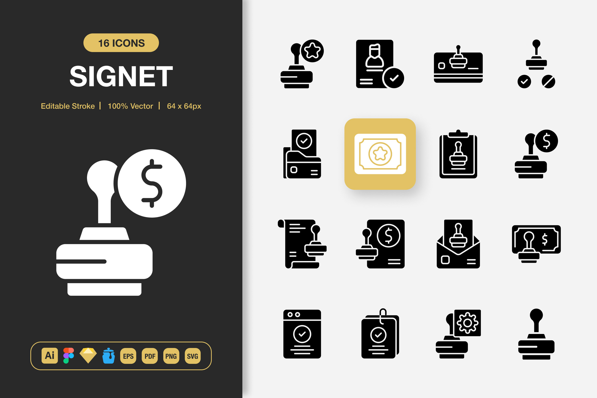 Signet Solid Icons, a Solid Icon by Spacepixel Creative