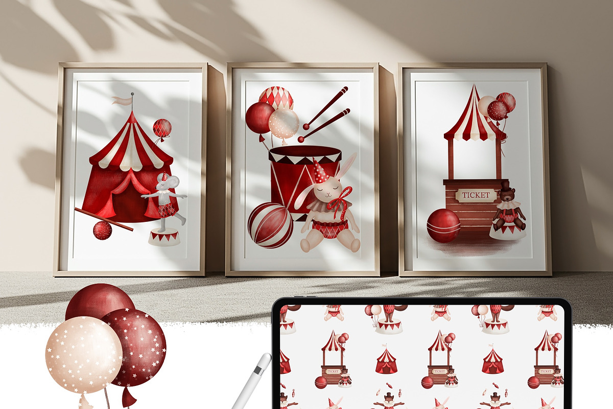 Circus- baby graphic collection, an Animal Illustration by Linerisyart (Photo 3 of 14)