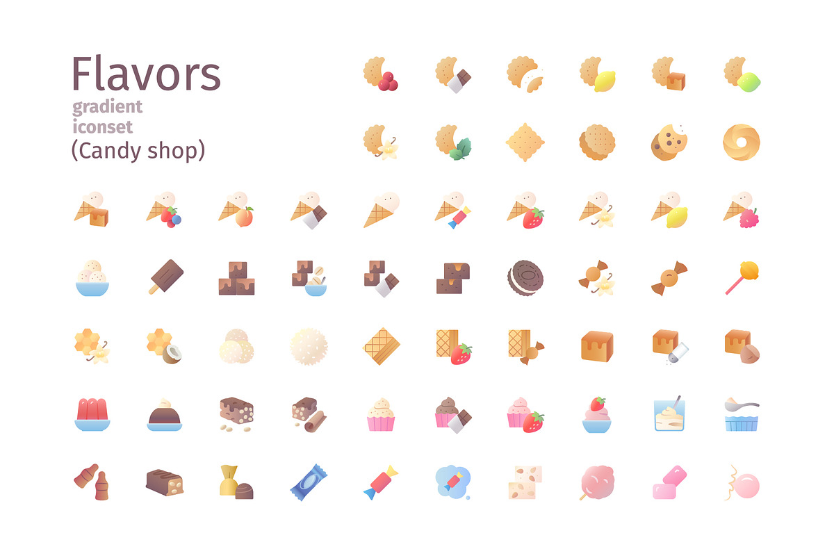 Candy shop flavors gradient iconset, an Icon by LAFS (Photo 3 of 3)