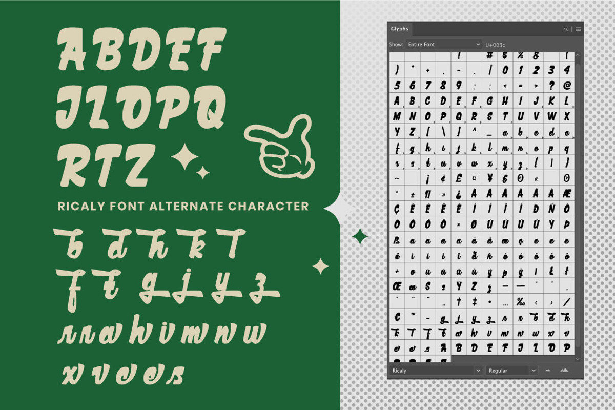 Ricaly a Handwritten Cartoon Font, a Handwritten Font by Rasiorise Studio (Photo 6 of 11)