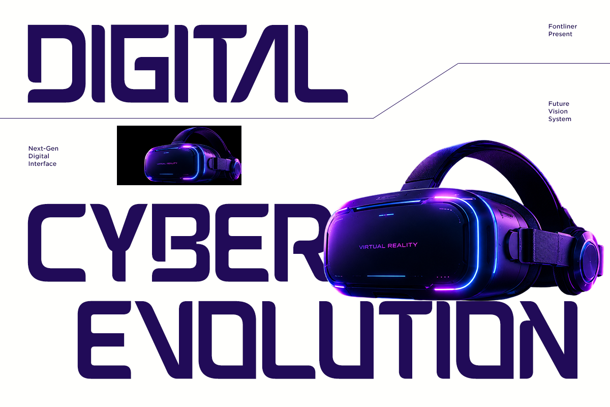 Mecha - Futuristic Tech Display Font, a Sans Serif Font by Font Liner (Photo 4 of 9)