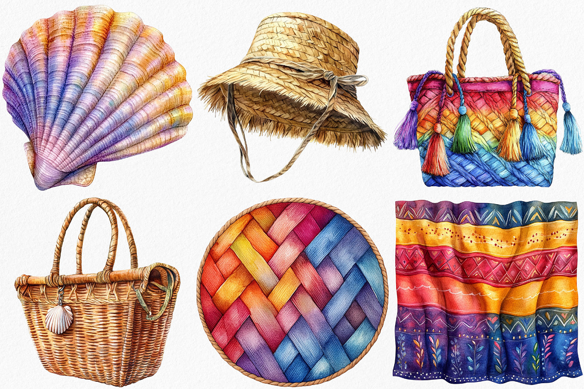 Watercolor Boho Summer Clipart, an Illustration by Canvas Craft (Photo 3 of 7)