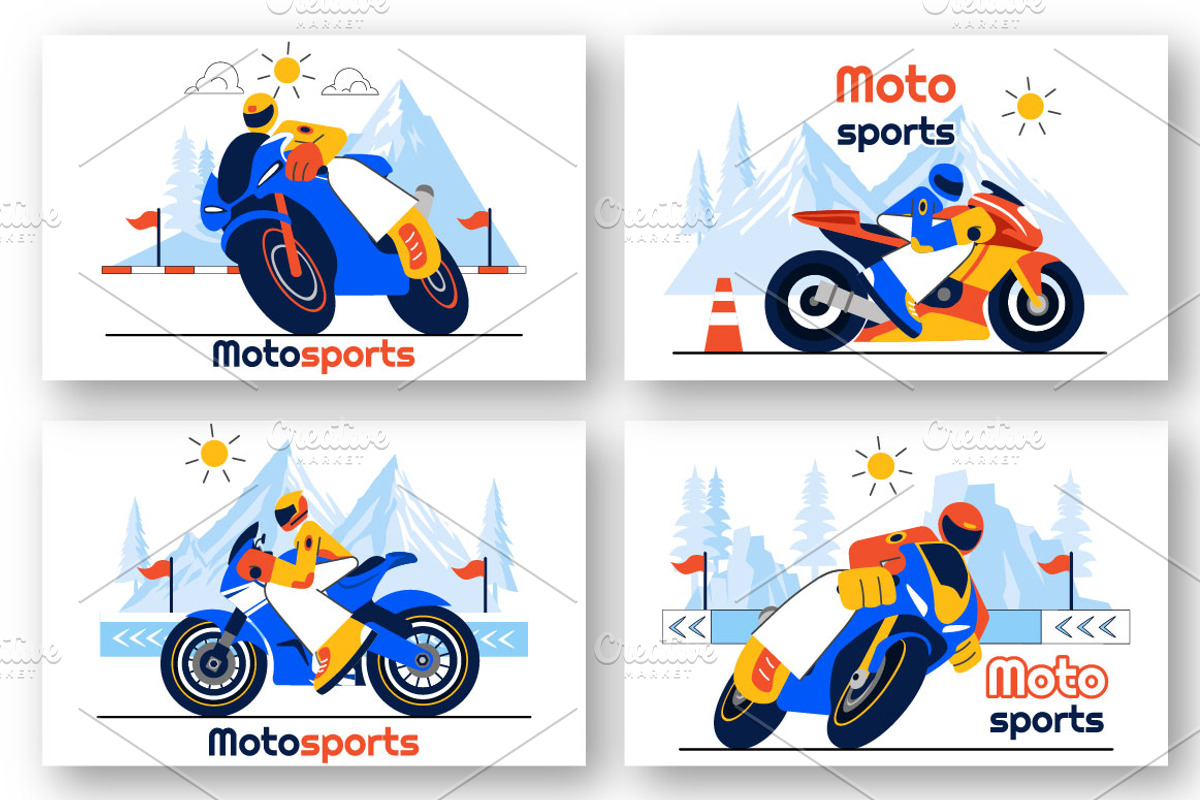 10 Motorcycle Racing Illustration, a Sport Illustration by denayunebgt (Photo 3 of 4)