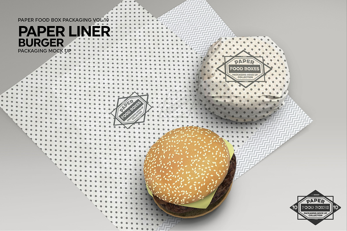 Burger Paper Liner Packaging Mockup, a Packaging Mockup by INCDesign (Photo 7 of 8)