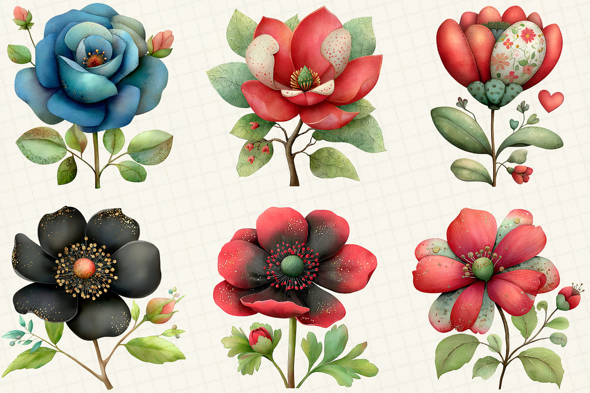 Watercolor Flowers Clipart, an Illustration by DreamCafeArt (Photo 5 of 8)