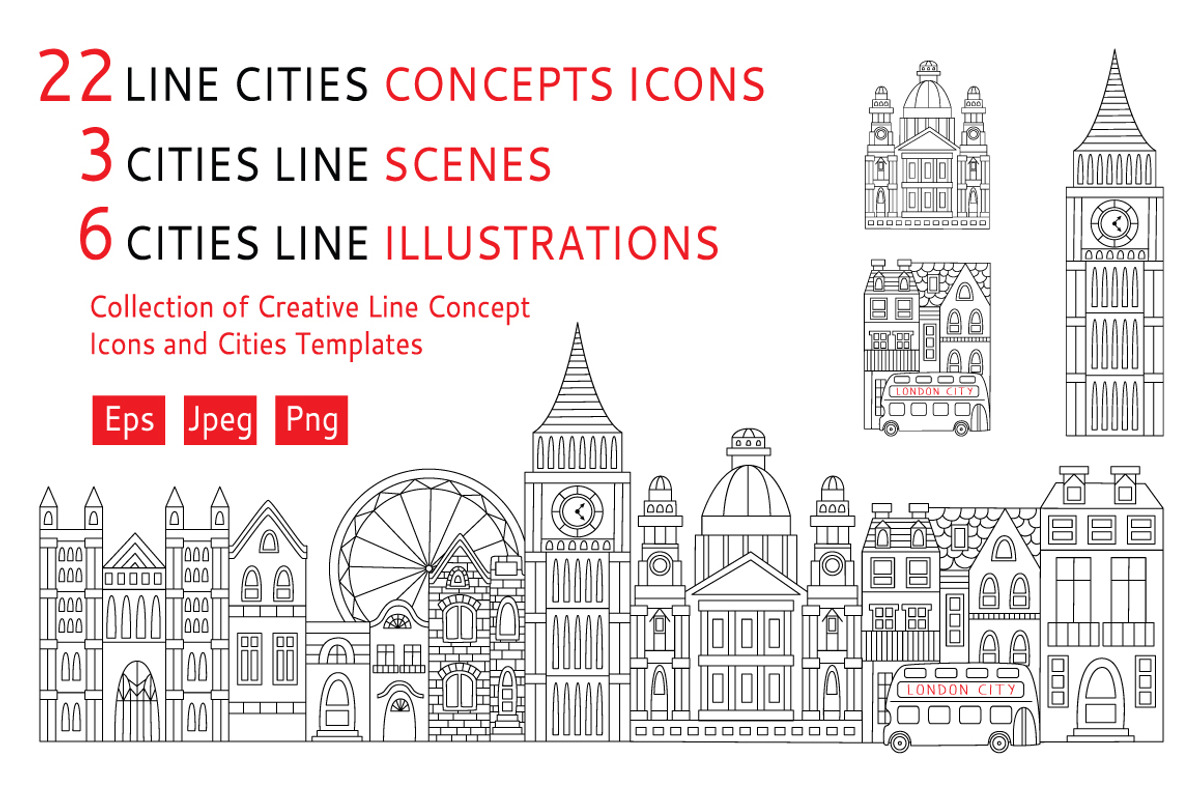 Collection of cities line art, a Graphic by Lana Samokhina (Photo 1 of 16)