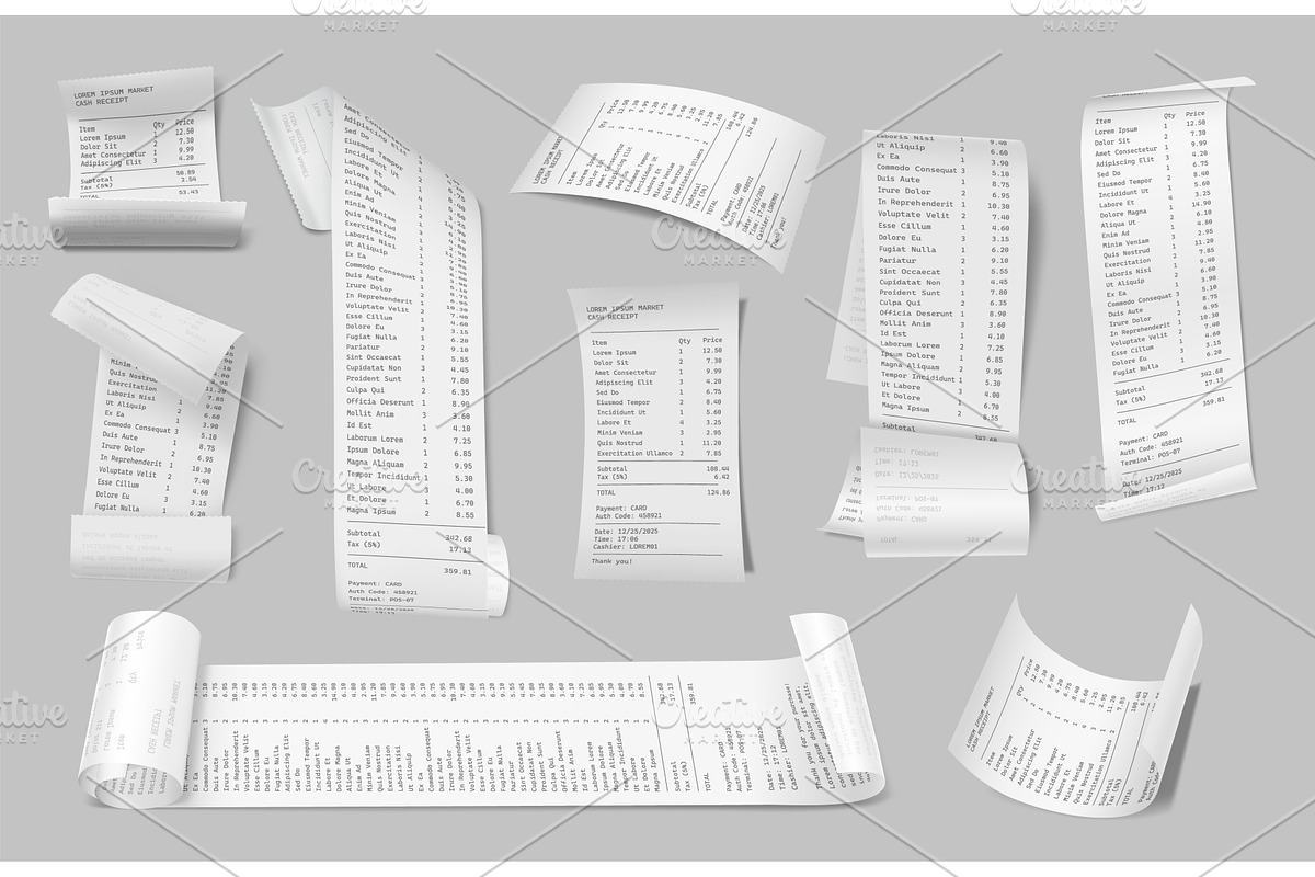 Paper receipt 3d realistic mockup, a Finance Illustration by Frogella