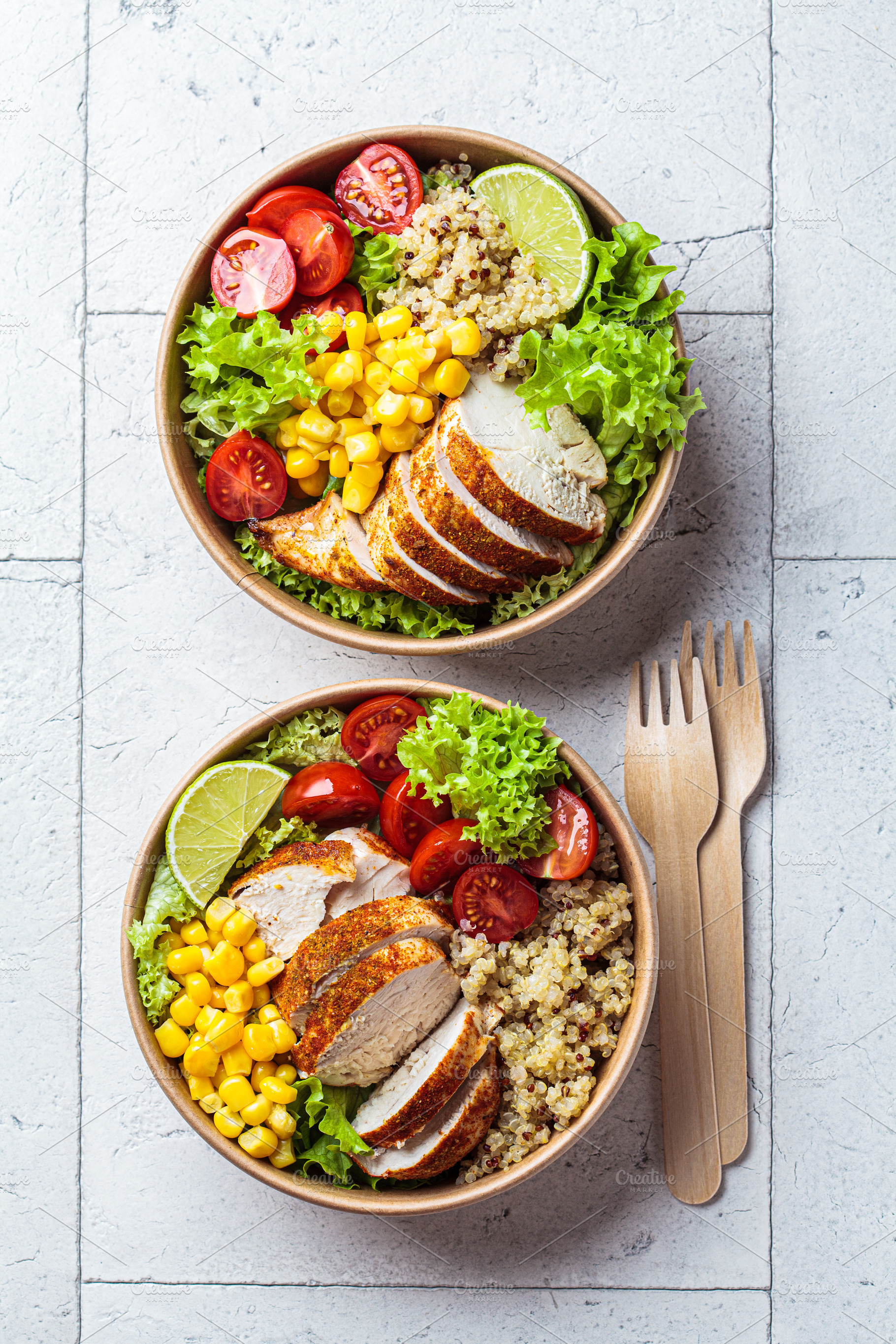 Chicken salad in eco paper bowl, a Food & Drink Photo by vaaseenaa
