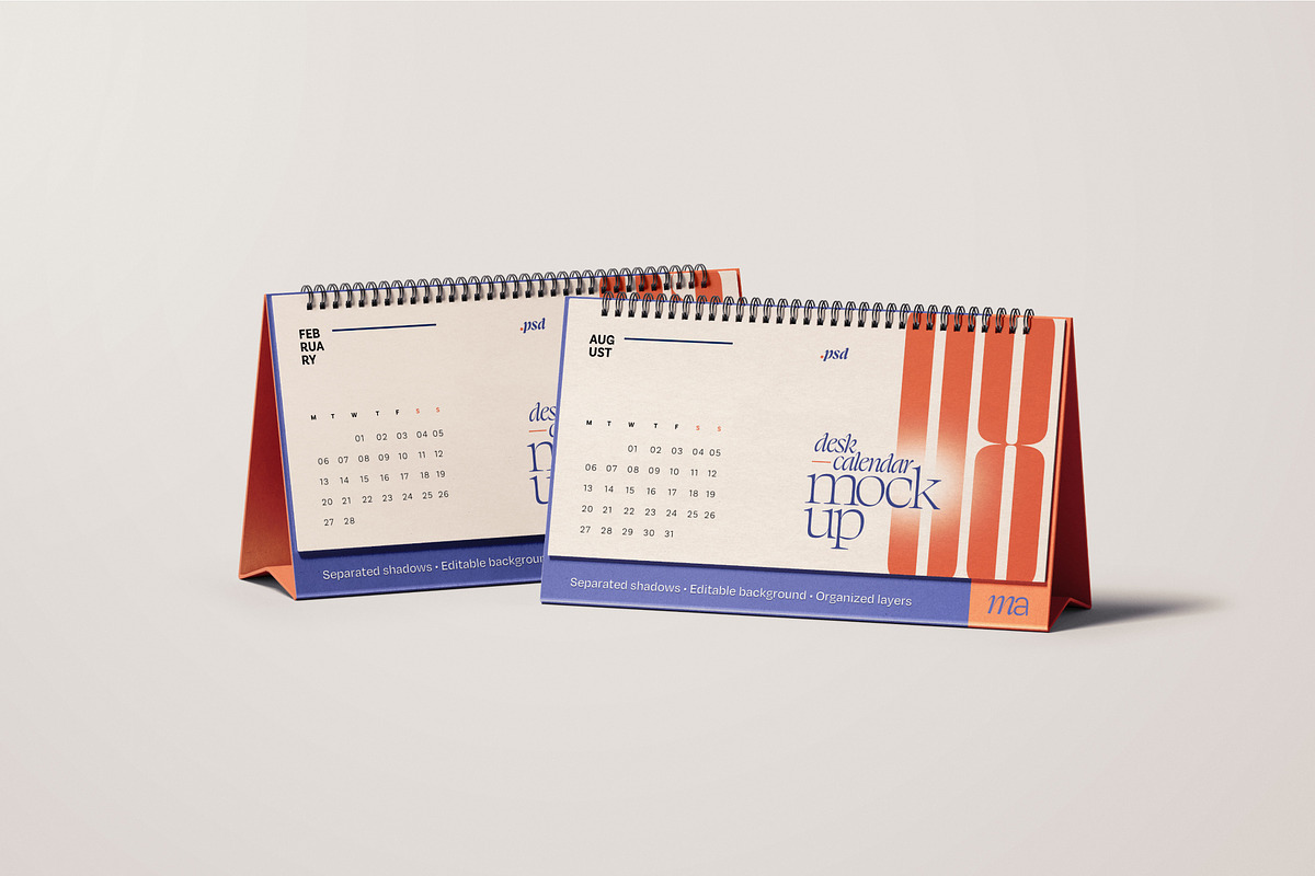 Horizontal Desk Calendar Mockup Set, a Print Template by mockupatelier (Photo 8 of 10)