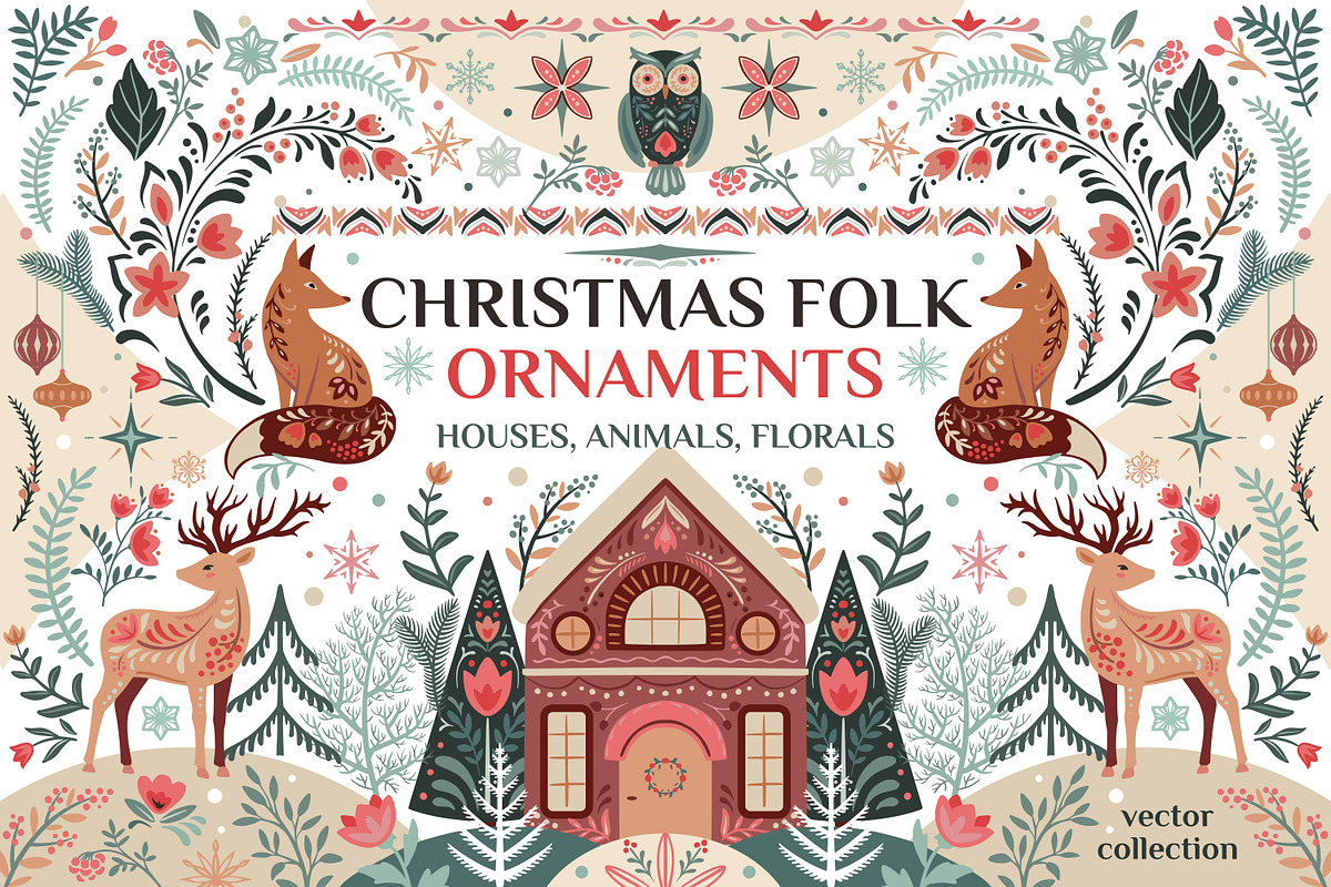 Christmas Folk Vector Collection, a Pattern Graphic by Molly art (Photo 1 of 12)