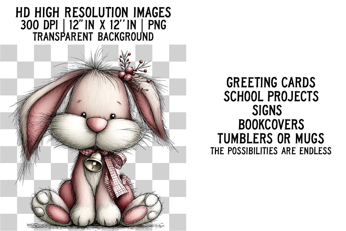 Christmas Bunny Clipart, an Illustration by Craft Nest (Photo 2 of 6)