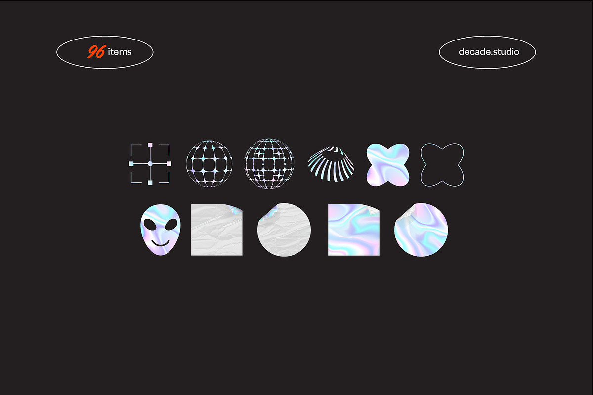 Holographic Chrome Shape Elements, an Object Graphic by Decade Studio (Photo 4 of 4)