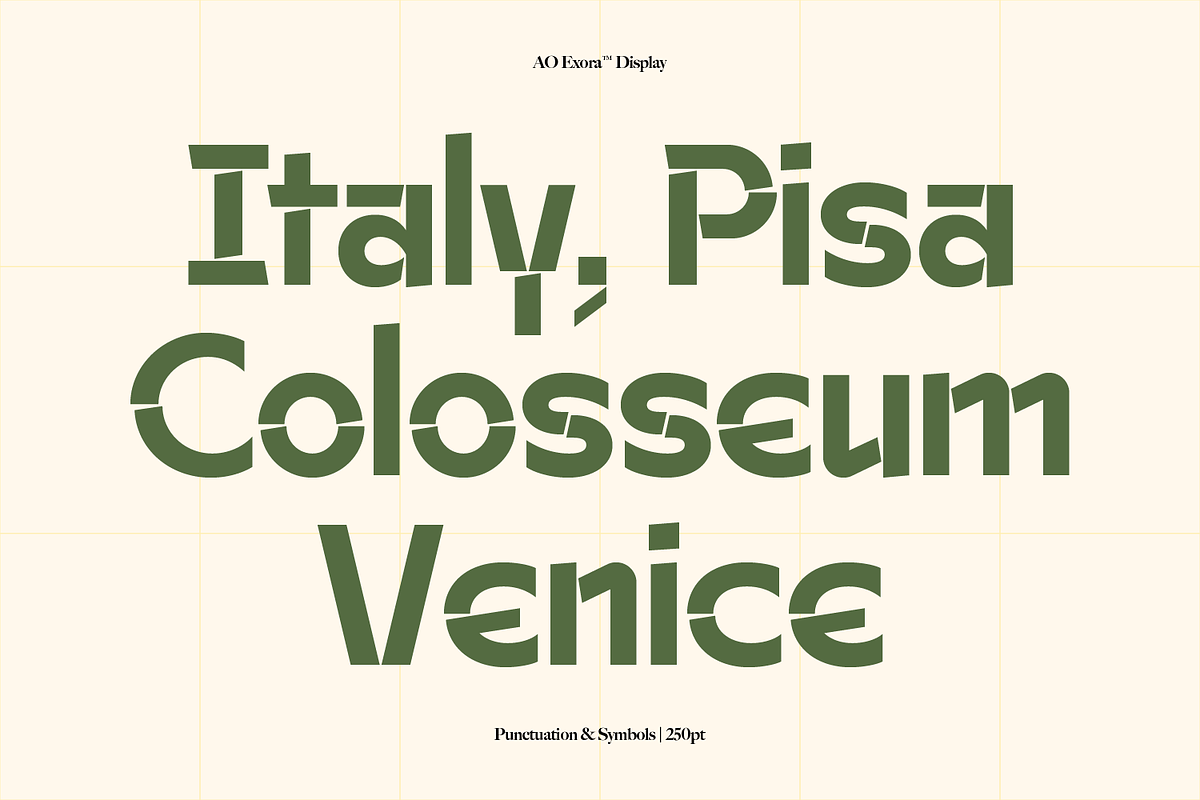 AO Exora - Experimental Stencil, a Sans Serif Font by OwunStudio (Photo 16 of 17)