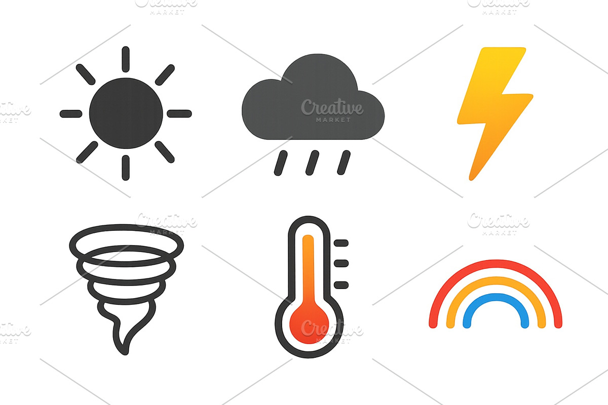 Weather symbols representing sun, an Education Illustration by ZinetroN