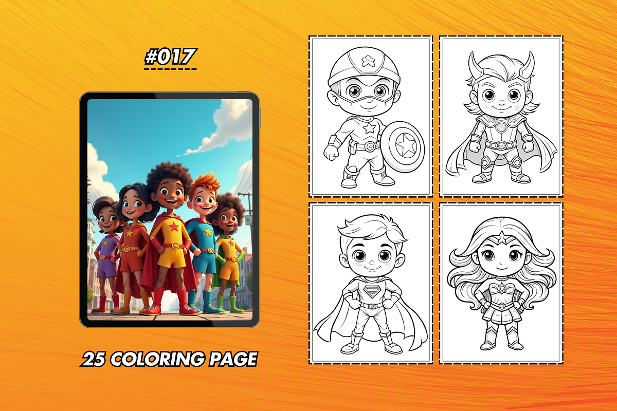 25 Coloring Pages Digital Superhero, a Graphic by Wilin Digital (Photo 1 of 2)
