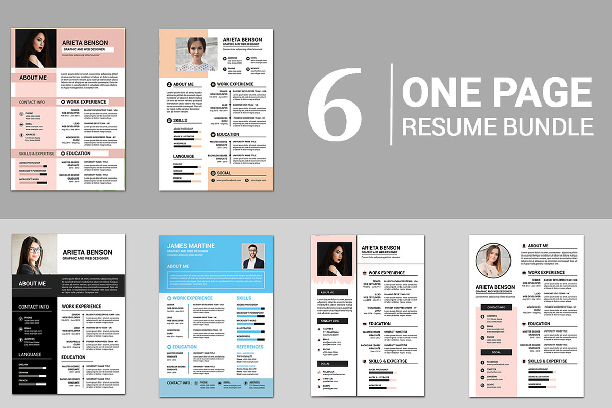 One Page Resume Bundle, a Resume Template by Template Shop (Photo 1 of 7)