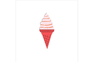 Ice cream cone, delicious ice cream, an Object Illustration by Mila Di Art