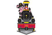 Cartoon Pig Cowboy Sheriff & Train, an Animal Illustration by Mark Murphy Creative (Thumbnail 1 of 2)