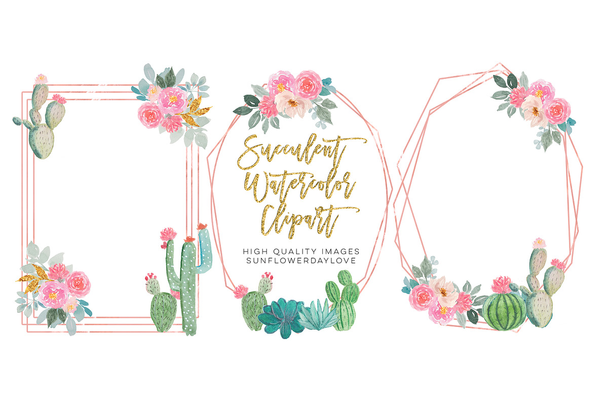 Succulent Watercolor Clipart Cactus, an Illustration by Sunflower Day Love (Photo 4 of 4)