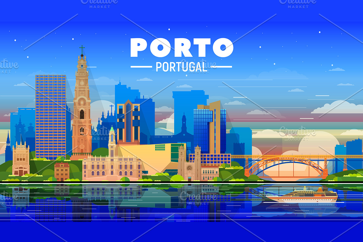 Porto Portugal skyline illustration, an Illustration by Sky and glass (Photo 2 of 7)